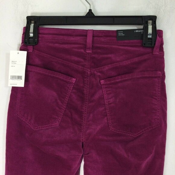 J Brand Alana Victoria Pink Velvet Velour Skinny Jeans Pants Womens Size 24 NWT - Picture 5 of 9